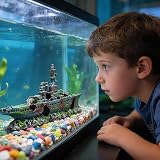 XUBX Resin Warship Aquarium Ornament 23x11x5 cm Non Toxic Shark Safe view 8
