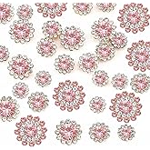 100pcs Sew on Rhinestones Crystals Glass Gems Metal Claw Mixed 8mm 10mm 12mm 14mm Sunflower Gemstones for Sewing Headband Jewelry Crafts Clothes Shoes Belt Accessories(14 Light Pink)