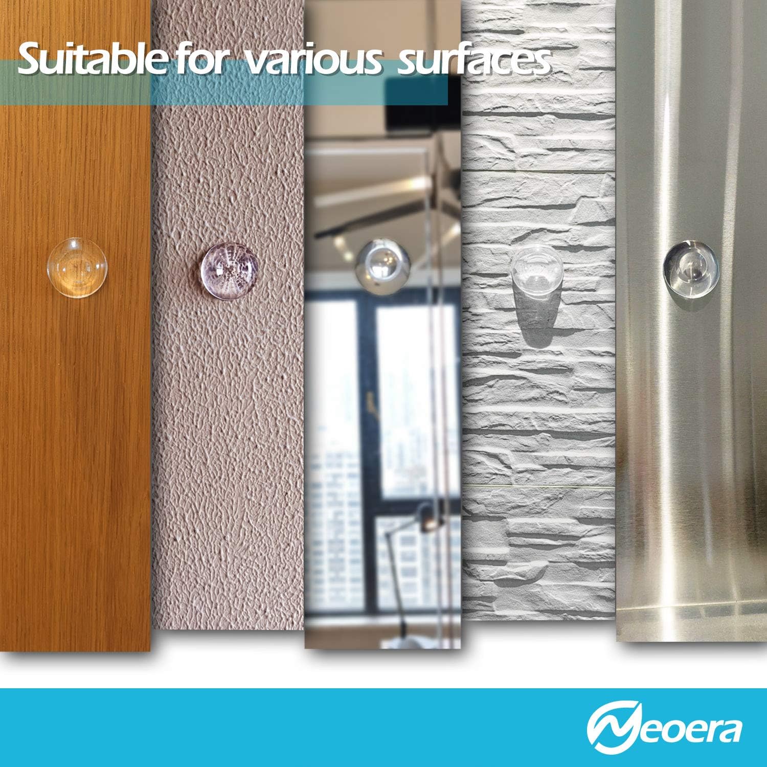 Neoera Door Stopper Wall Protector (Clear, 5pack)-Quiet, Shock Absorbent Gel - Adhesive Reusable Bumper Protector, Wall Shield & Silencer for Door Handle, Soft Rubber Round Door Stop 2”: Office Products