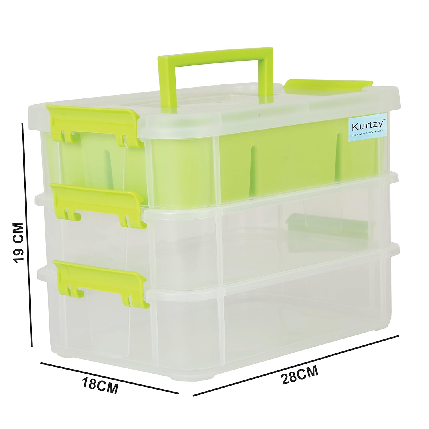 Kurtzy Plastic Storage Box 3-Layer Transparent Portable Organizer Container