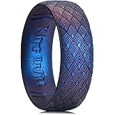 King Will Silicone Wedding Band for Men Women- 1.8mm Ultra Thin Ring with Geometric Pattern, Hypoallergenic Rubber Ring