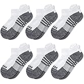 BERING Kids' Athletic Cushion Ankle Socks 6 Pairs Low Cut Heel Tab for Youth Big Boys Girls