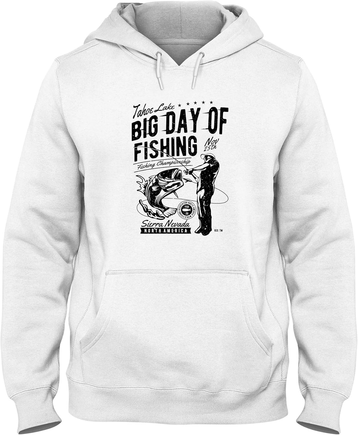 EPS0018 Big Day of Fishing Hooded Sweatshirt White Amazon.co.uk Clothing