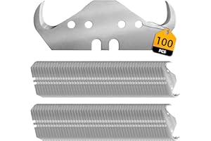 100PCS Utility Hook Blades, SK5 Carbon Steel Super Big Hook Trimming Blades, Safety Horn Knife Blade for Wallpaper, Cutting C
