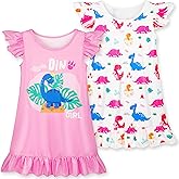 spxkd 2Pcs Girls Cute Dress Flutter Short Sleeves 3-7 Years Soft Casual Dress