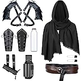 Medieval Knight Leather Belt Shawl Men Renaissance Half Shoulder Cape Scarf Buckle Bracers Retro Magic Cork Potion Bottle Sword Frog Accessories(Type8)