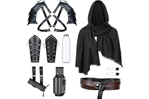 ALAMIYA Medieval Knight Leather Belt Shawl Men Renaissance Half Shoulder Cape Scarf Buckle Bracers Retro Magic Cork Potion Bottle Sword Frog Accessories(Type8)