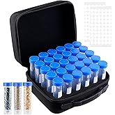 AKIMRABY Large Seed Organizer Storage Box with Sturdy EVA Zipper Bag, 30 Slots Seeds Storage Containers and 120 Label Stickers, Garden Seed Organizer for Gardening Gifts