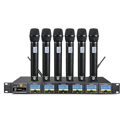 PRORECK MX66 6-Channel UHF Wireless Microphone System with 6 Hand-held Microphones Karaoke Machine for Party/Wedding/Church/Conference/Speech (New frequency)
