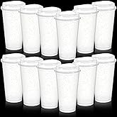 FillTouch 12 Pcs Reusable Coffee Cups with Lids 16 oz Travel Hot Cups Microwavable Plastic Tumblers Coffee Mugs Valentines Party Gifts Adult for Hot and Cold Drinks Favors (Glitter White)