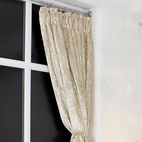Madison Luxurious Cream Heavy Crushed Velvet Curtains Lined Pencil