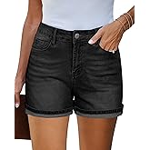Utyful Jean Shorts for Women Mid Rise Trendy Casual Summer Cute Jorts Fold Hem Stretchy Denim Shorts