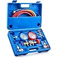 ORION MOTOR TECH AC Gauges, AC Manifold Gauge Set for R134a R12 R22 R502, 3 Way Automotive AC Gauge Set with Antishock Gauges