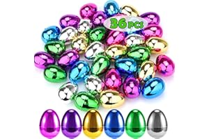 CPPSLEE 36 PCS Plastic Easter Eggs, Easter Basket Stuffers for Toddler Kids Baby Boys Girls Teens, Fillable Metallic Gold Easter Eggs