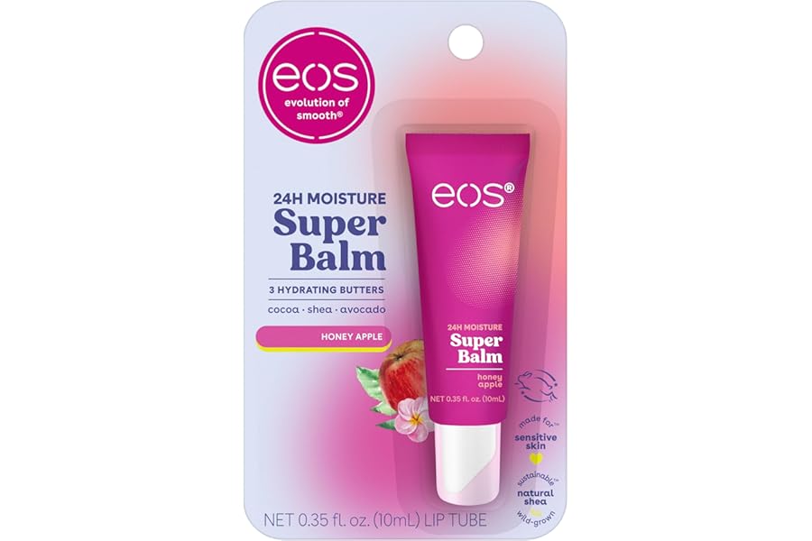 eos 24H Moisture Super Balm – Honey Apple, Day or Night Lip Treatment, Made for Sensitive Skin, Lip Balms & Moisturizers, 0.35 fl oz