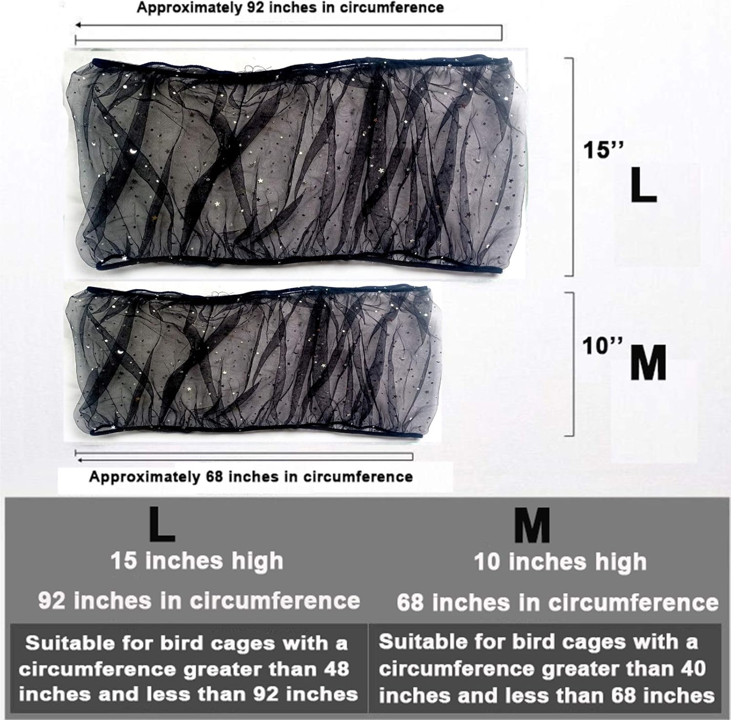 VKEDA Bird Seeds Catcher Nylon Net Cover to Protect Pet Net Cover Birdcage Skirt Cage Net Cover Cage Debris Controls (Black - M): Kitchen & Dining