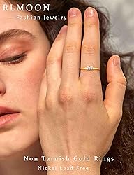 RLMOON Gold Birthstone Rings for Women Non Tarnish