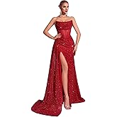 Cocktail Evening Gowns Formal Dresses for Women Sequin Tulle Wedding Guest Party Sexy Off Shoulder Floor Length Prom Dress