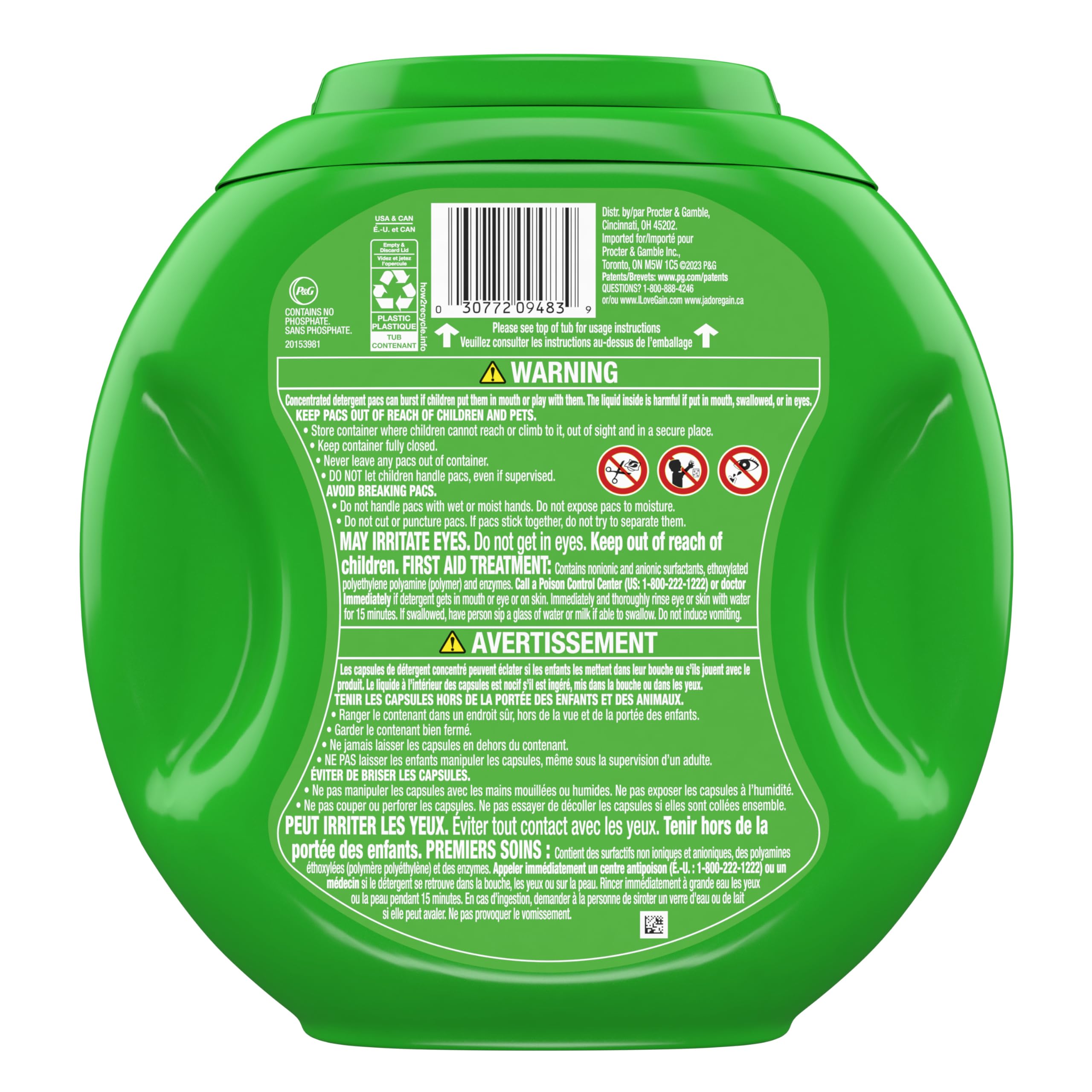 Gain flings Ultra Oxi Laundry Detergent Pacs 3-in-1 HE Compatible, Waterfall Delight Scent, 76 Count