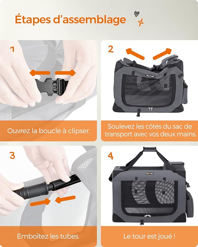 Sac Transport Chat Chien, Caisse Pliable, 70 x 52 x 52 cm