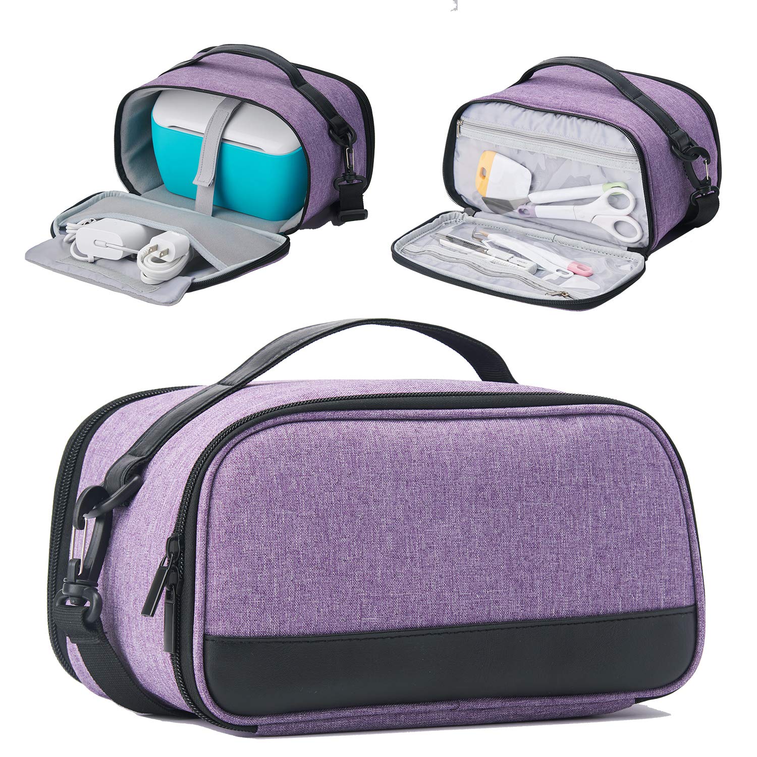 VOSDANS Carrying Case with Double Layer for Cricut Joy Machine, Cricut Joy Starter Tool Set, Fine Point Pen and Other Supplies, Compact and Portable, Light Purple (Bag Only) (Patent Design)