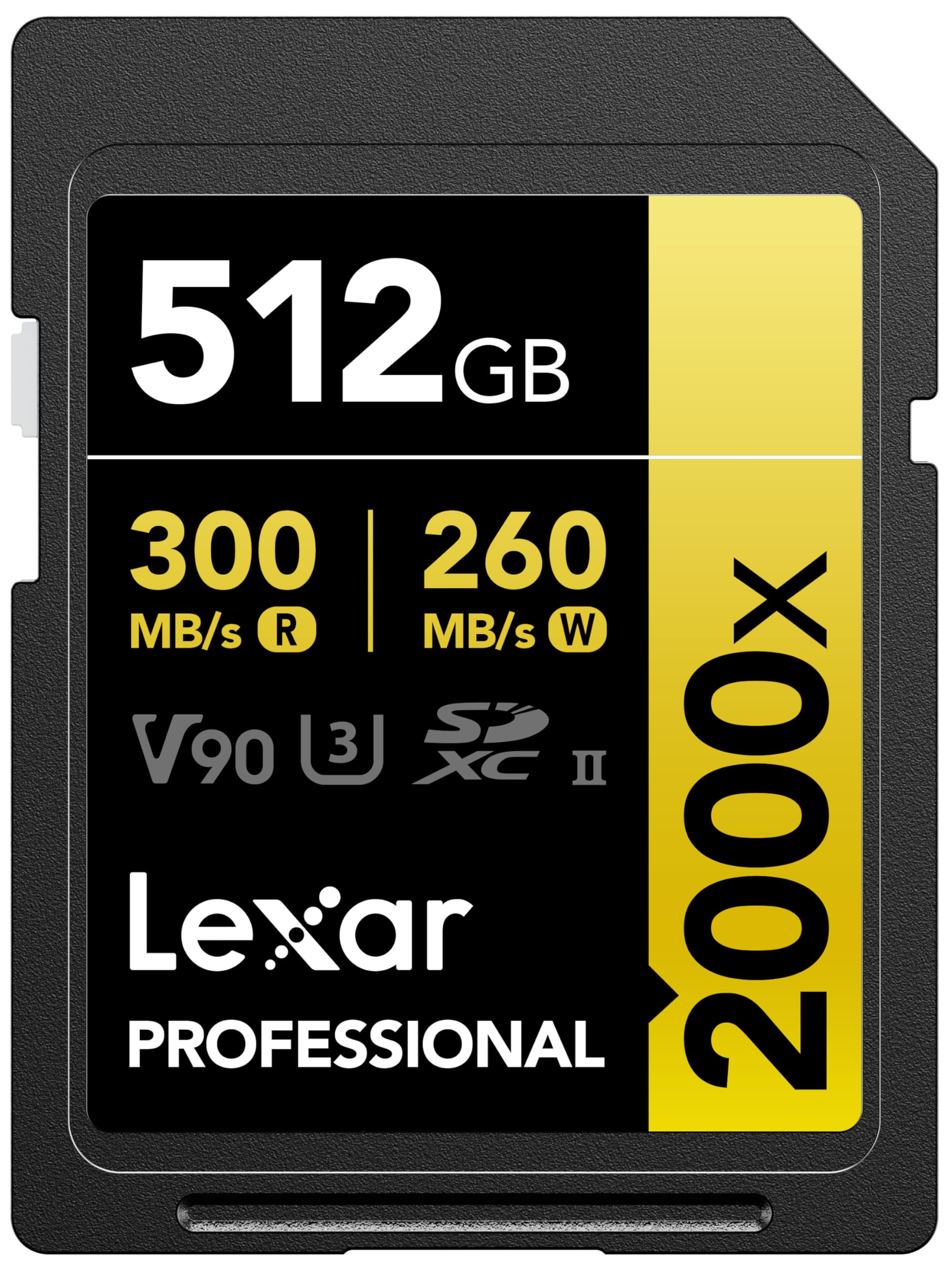Lexar 512GB Professional 2000x SDXC Memory Card, UHS-II, C10, U3, V90, Full-HD & 8K Video, Up to 300MB/s Read, for DSLR, Cinema-Quality Video Cameras (LSD2000512G-RNNNU) Image Lexar 512GB Professional 2000x SDXC Memory Card, UHS-II, C10, U3, V90, Full-HD & 8K Video, Up to 300MB/s Read, for DSLR, Cinema-Quality Video Cameras (LSD2000512G-RNNNU) Image
