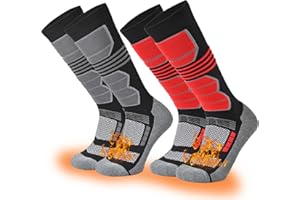 COOVAN Ski Socks Mens Womens 2 Packs Warm Winter Thermal Socks for Snow Snowboarding Knee High Compression Socks