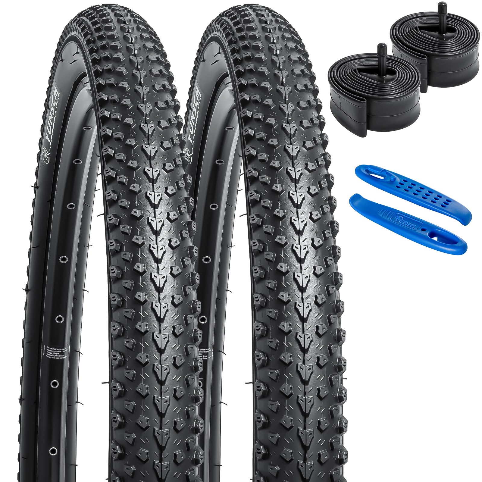 YunSCM 2Pcs Foldable 26 inch Mountain Bike Tyres 26x2.125 Tires 57-559 60TPI Nylon Anti-puncture and 26" Inner Tubes Schrader Valve Compatible 26x2.10 26x2.125 Bikes Bicycle Tyre and Tube