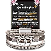 Btysun Bracelets for Women, Gifts for Mom Her Christmas Gift 2026 Leather Bracelets for Women Birthday Gift for Daughter Inspirational Wrap Bracelet Sister Friend Layered Stocking Stuffers Jewelry