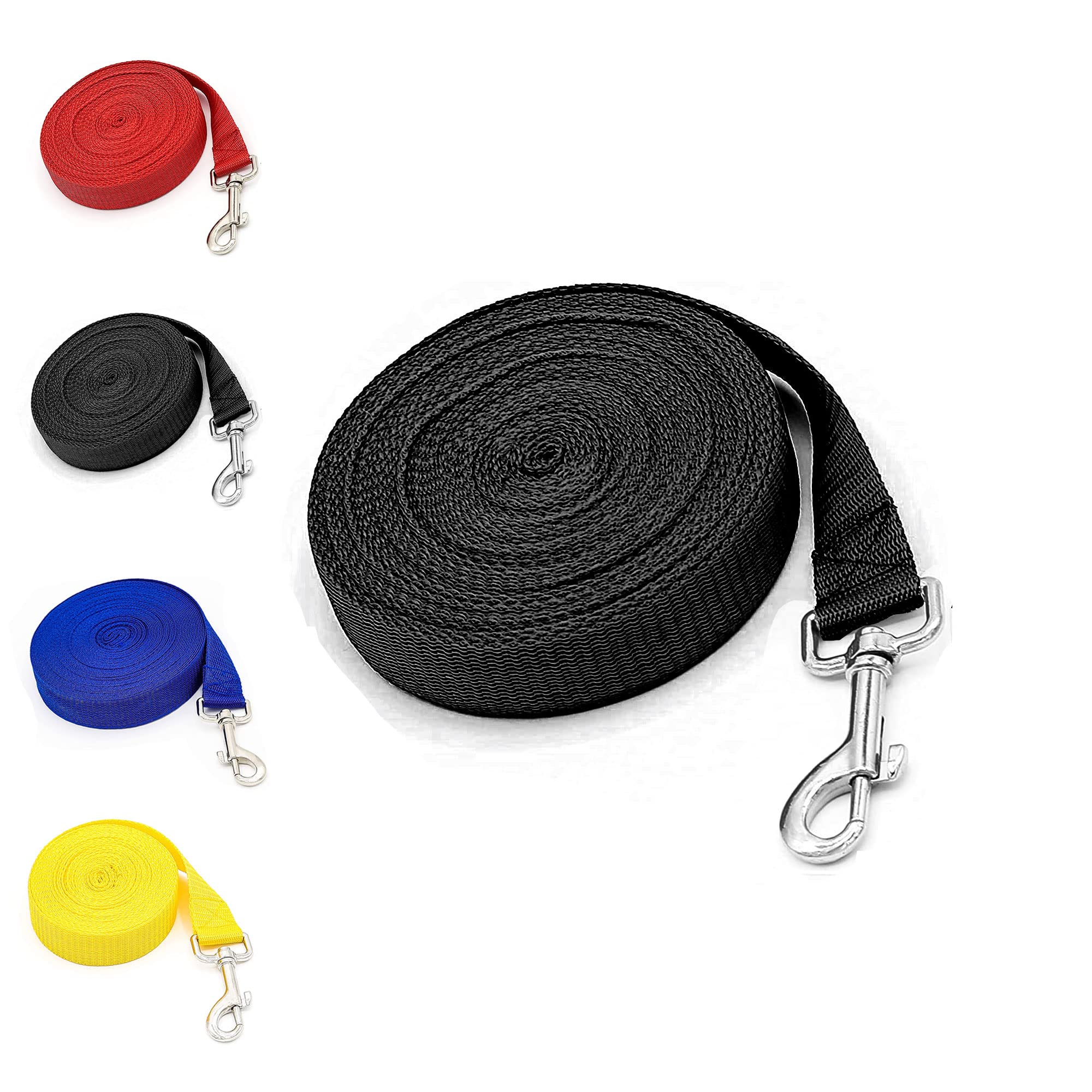 Dog Training Lead Leash Extra Long Line,10m Nylon Leash for Large Medium & Small Dogs Great for Pet Recall Training Obedience, Play, Running, Camping Backyard Strong lead with Metal hook (Black) — image 1