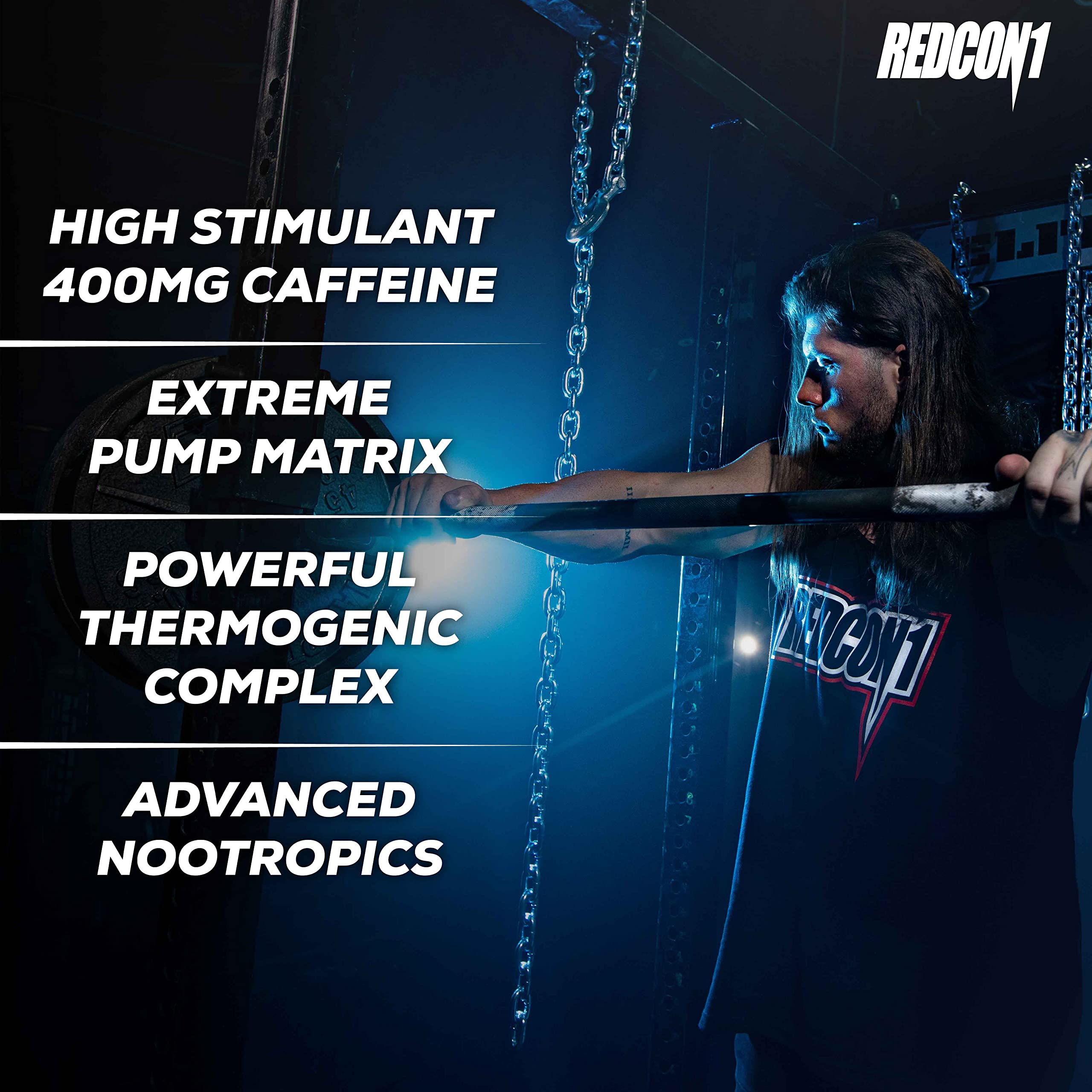 REDCON1 Total War Black Ops Extreme Preworkout Powder, Blue Lemonade, High Stimulant, 400 mg Caffeine, NO3-T Nitrates + L-Citrulline, Increase Blood Flow, Muscle Pumps (20 Servings)