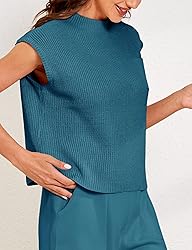 Himosyber Women's Solid Sleeveless Vest Mock Neck