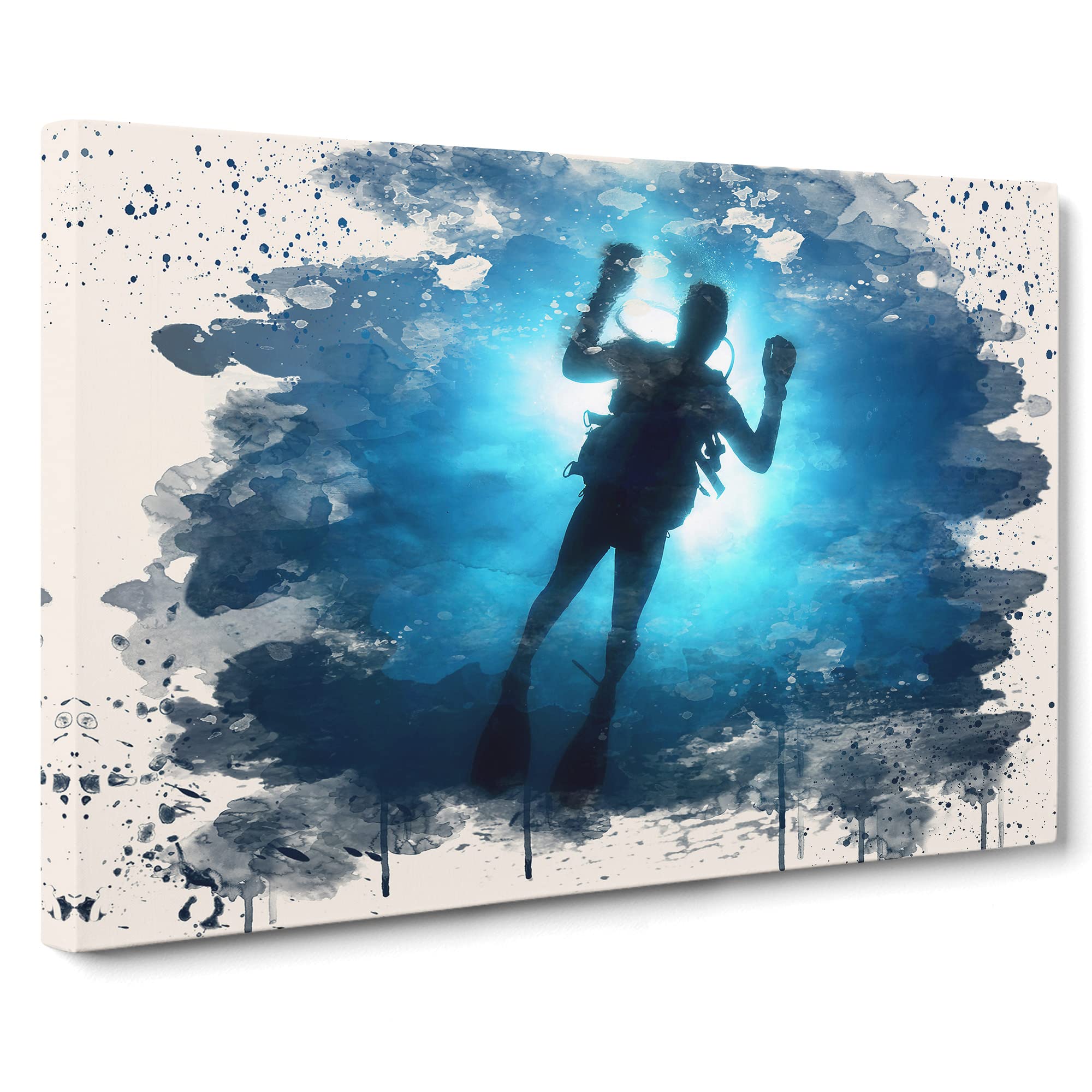 Scuba Diving 3 Modern FC Canvas Print | Gallery Wrapped 30mm Frame Wall Art | 20x14 inches | Ready to Hang | Modern Picture | Living Room Bedroom Lounge Office