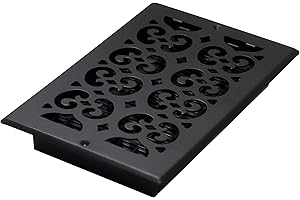Decor Grates ST610W Scroll Design Wall/Ceiling Register, 6x10 Inches, Textured Black