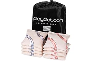 Play Platoon Premium Weather Resistant Duckcloth Cornhole Bags - Set of 8 Bean Bags for Corn Hole Game - Regulation Size & Weight