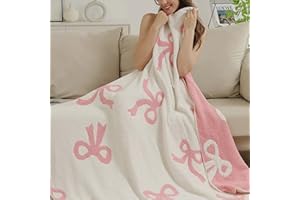 Luxape Bow Blanket Pink Bows Soft Throw Blanket Reversible Premium Cozy Fabric for Best Comfort - for Infant,Toddler,Newborn,Nursery,Girl,Throw,Crib,Stroller,Gift, Pink Bows (Pink Bows, 50x60 in)