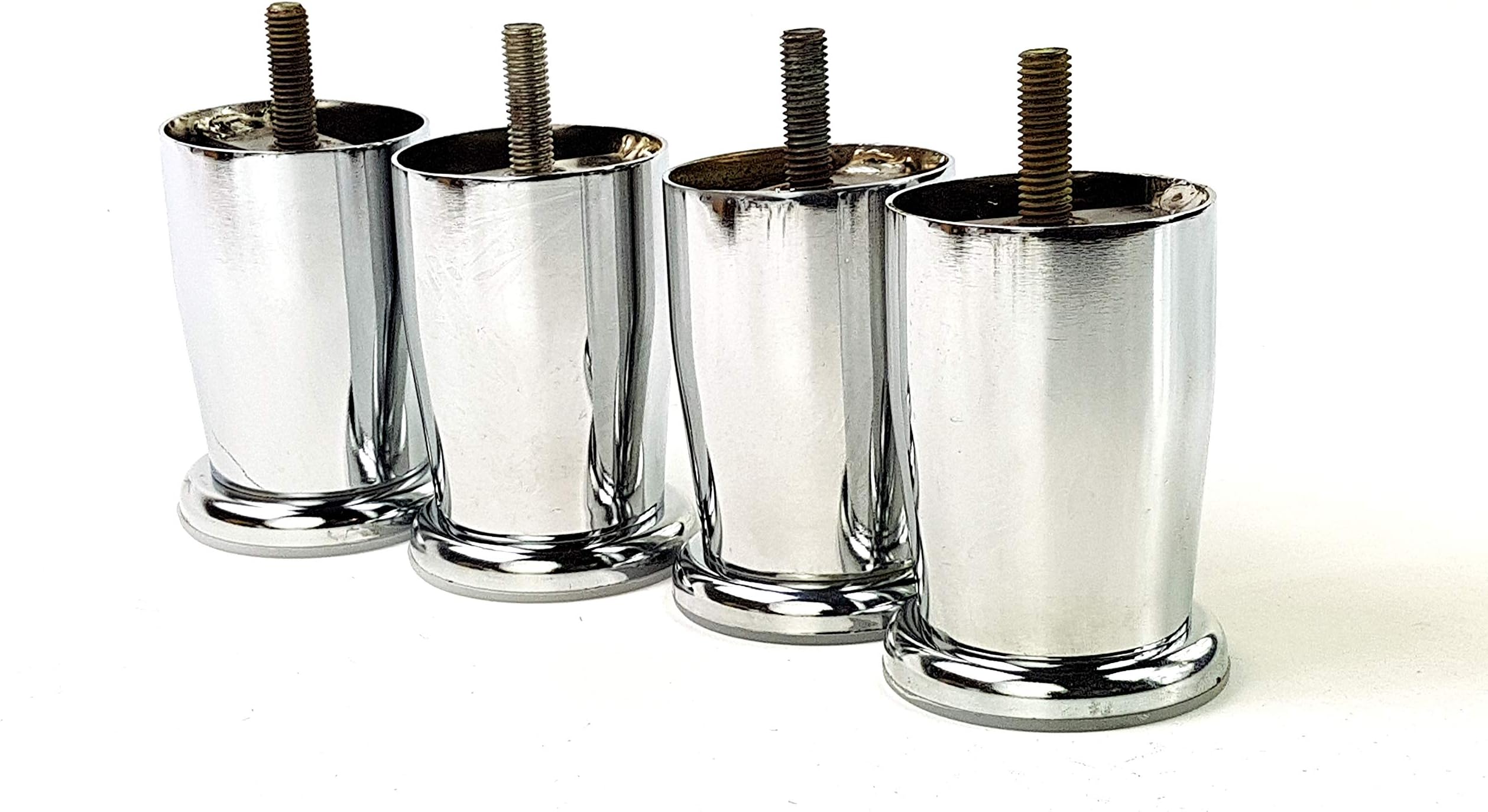 4X Metal Furniture Legs 90mm High Chrome Feet M10(10mm) for Chairs, Sofas, Stools, Beds, Cabinets CWC977