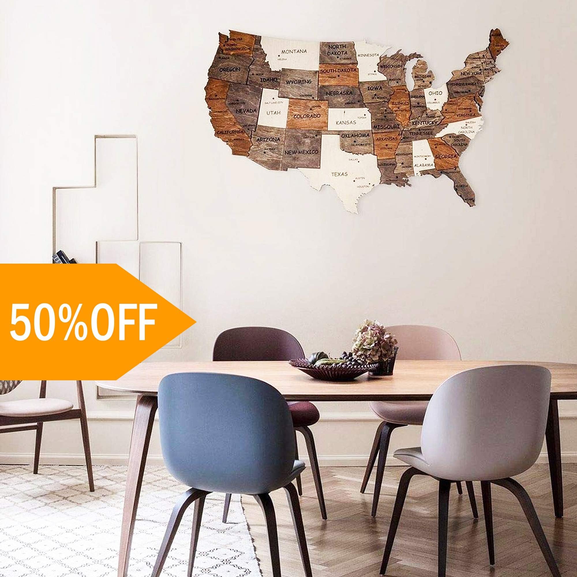 Wooden Map Of United States 3D Wooden Wall Art Wooden Map Dorm Decor Map of USA Handing Husband Boyfriend Gift 3D Wall Map Wedding Gift For Couple