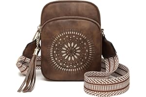 AFKOMST Triple Zip Crossbody Bags for Women Small Cute Cell Phone Purse and Boho Cross body Handbags,Vegan Leather