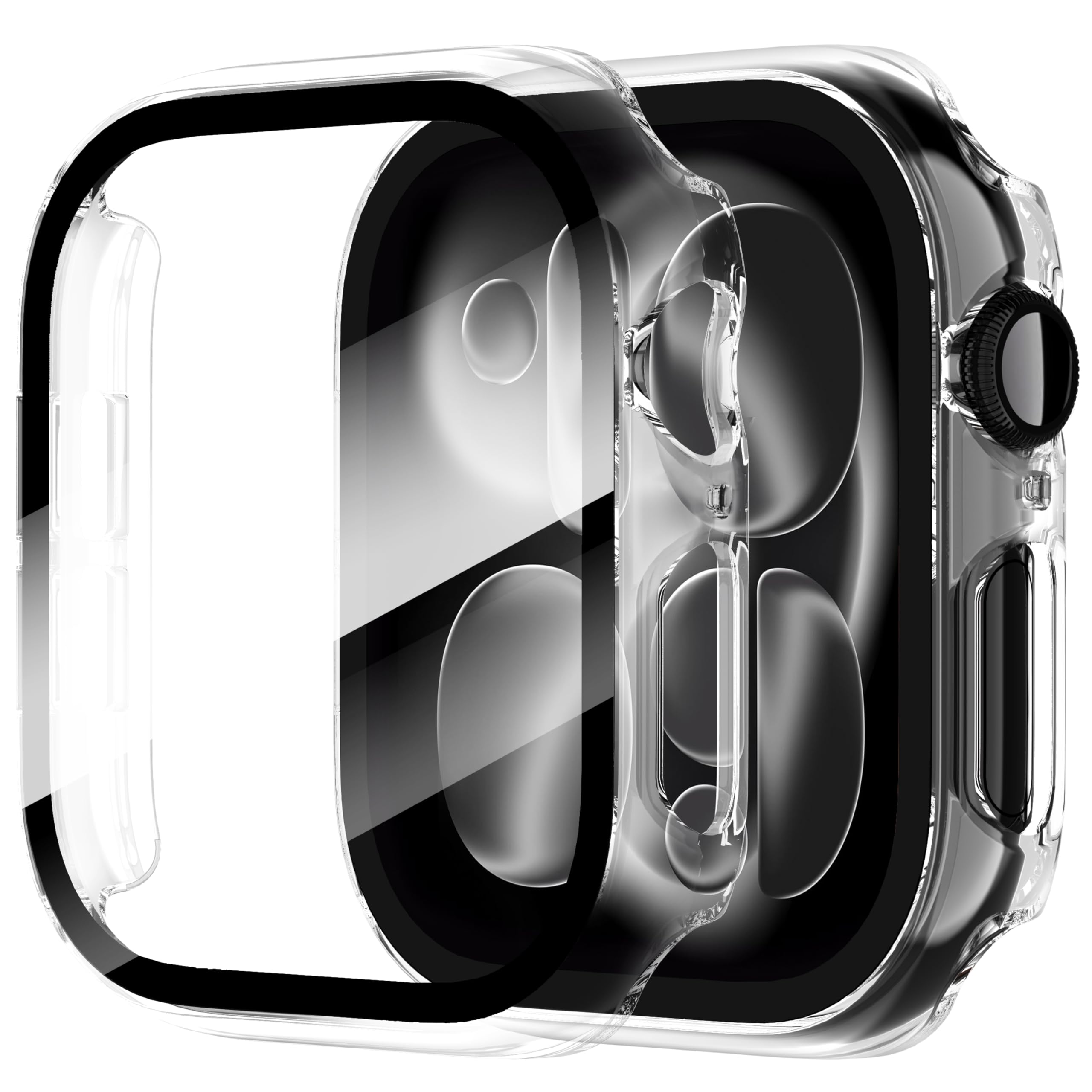 Diruite 2-Pack Screen Protector for Apple Watch Series 11/10 46mm Tempered Glass Case,All Around Hard Matte PC Protective Cover,Transparent,46mm