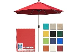 EliteShade USA 10-Year-Non-Fading 9Ft Market Umbrella Patio Umbrella Outdoor Table Umbrella with Ventilation,Logo Red