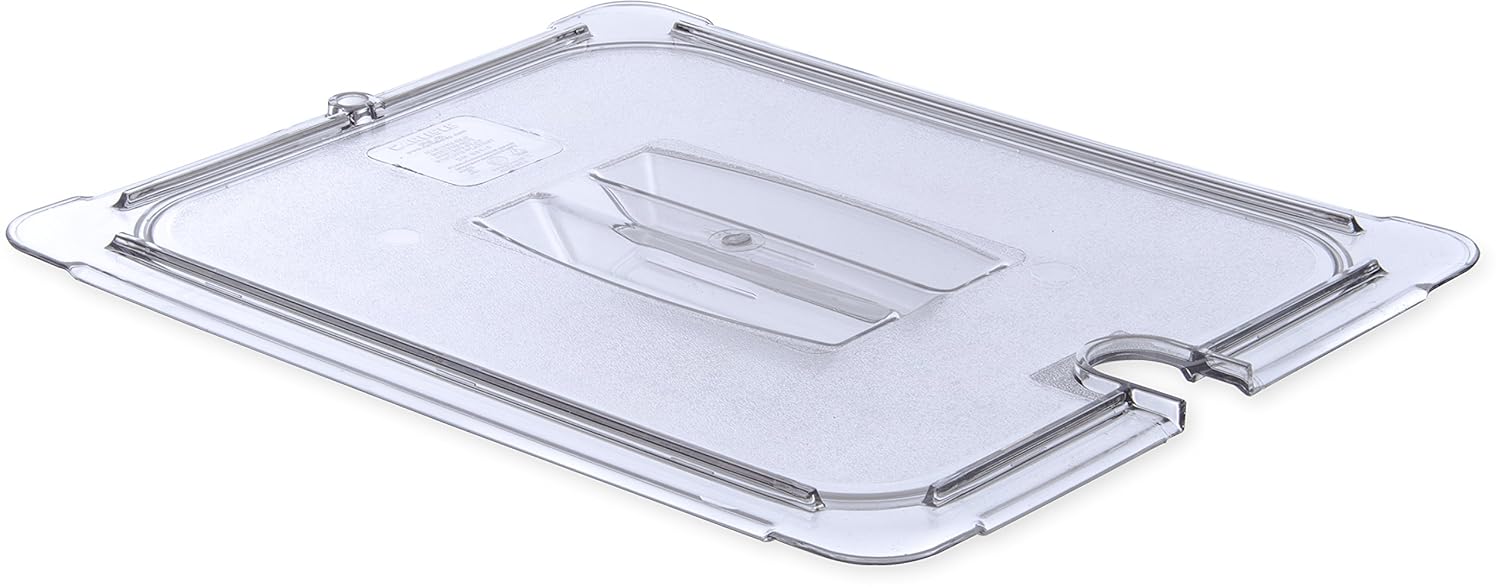 Carlisle 10231U07 StorPlus Half Size Polycarbonate Universal Handled Notched Food Pan Lid, Clear