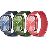 3 Pack Metal Mesh Loop Compatible with Apple Watch Band 38mm 40mm 41mm 42mm 44mm 45mm 46mm 49mm Women Men, Stainless Steel Magnetic Clasp Strap for iWatch Series 11 10 9 8 SE 7 6 5 4 3 2 1 Ultra