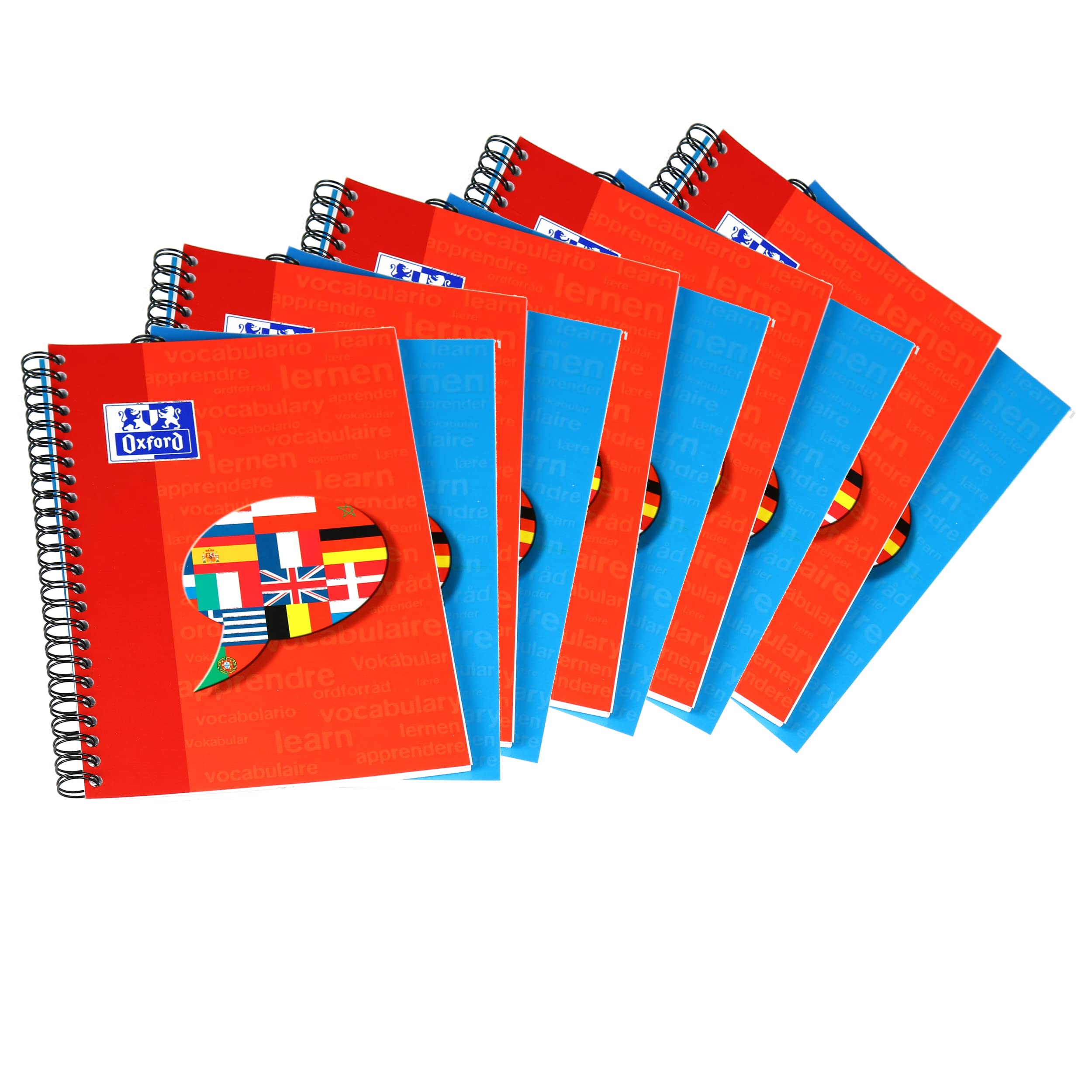 Oxford School Vocabulary Coach A5 with 2 Columns, Red and Blue, Pack of 10
