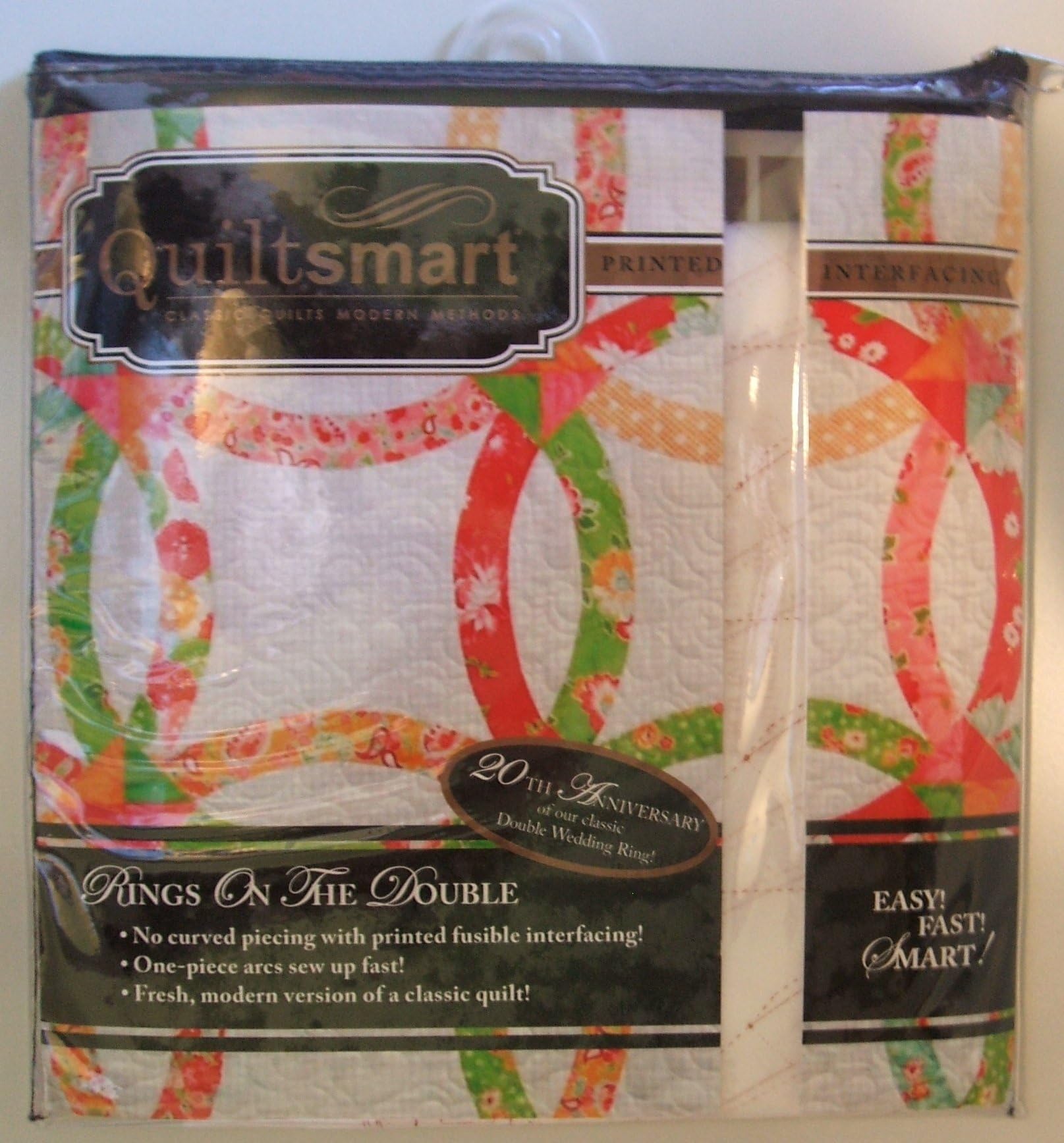 Quiltsmart Snuggler Pack Rings on the Double Wedding Fusible Interfacing Pattern
