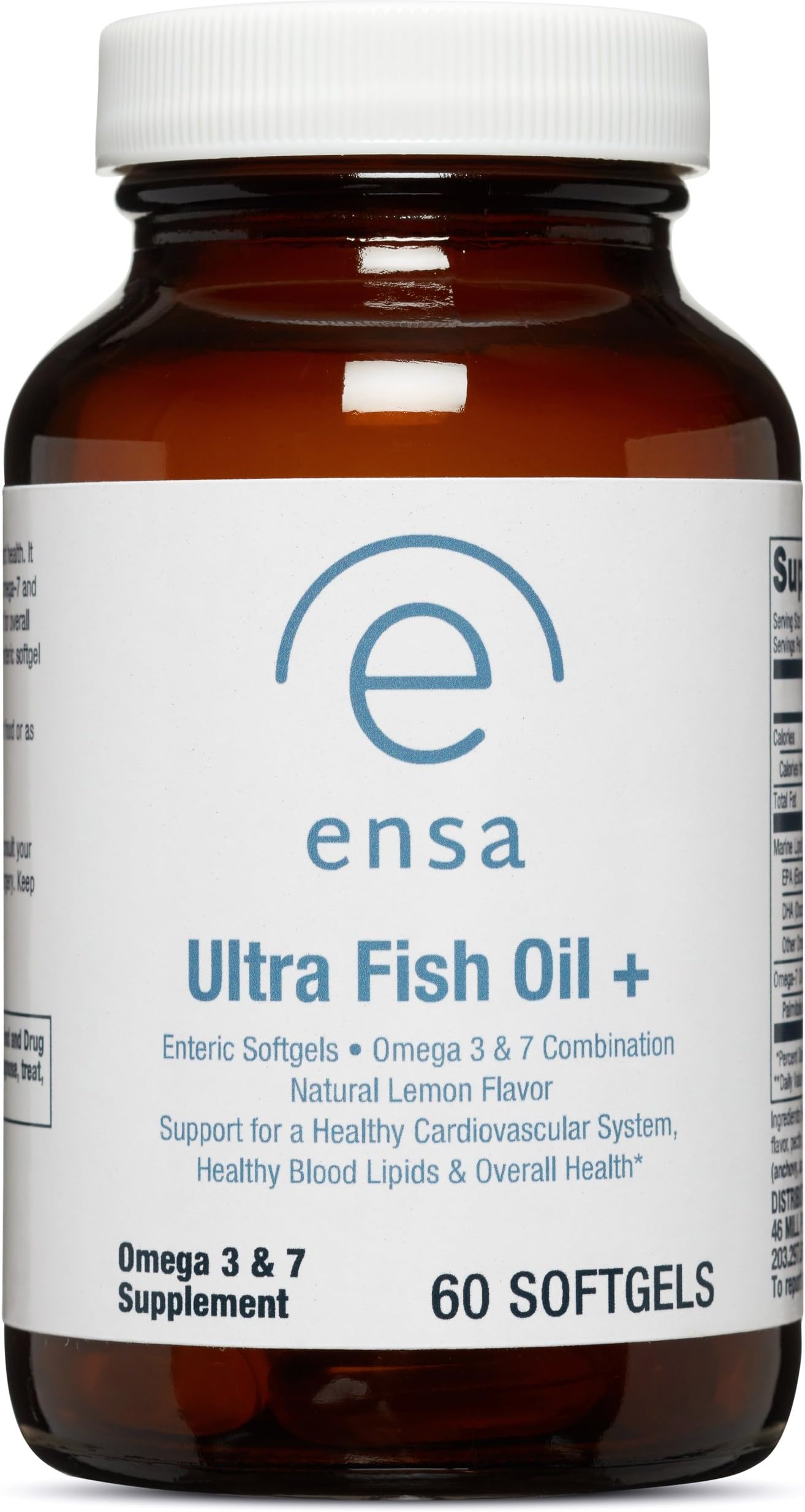 Omega 3 Fish Oil Plus Omega 7 – Ultra Pure. Best Fish Oil for Cardiovascular Health & Inflammation. Gluten-Free. 100% All Natural. Triple GMP Certified. 60 Enteric-Coated (burpless) Softgels.