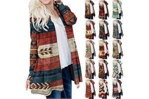 EKVAHL Lightweight Cardigan for Women 2023 Fall Vintage Ethnic Aztec Print Long Sleeve Outerwear Halloween Cardigan Sweaters
