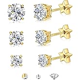 Moissanite Earrings Studs - S925 Sterling Silver Post Flat Back Earrings for Women Men Double Sided Star Heart Cartilage Earring Stacks Helix Piercing D Color VVS1 1.8 CT Moissanite Jewelry Gift