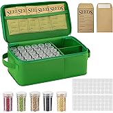 GOCOHHI Seed Storage Organizer, 60 Slots Seed Saving Box, Thick Fabric Seed Bin 3 Compartment Seed Packet Container for Vegetable Flower Plants Garden