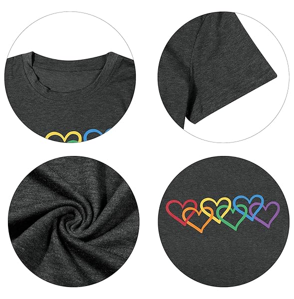 FASHGL PRIDE SHIRT WOMEN RAINBOW GRAPHIC TEE LOVE LOVE PRINT T-SHIRT LGBT EQUALITY SHIRTS SHORT SLEEVE TOPS